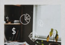 How to Measure Content Optimization Success (Metrics)? Cluttered desk with Cheetos bag, dying plant, scattered analytics papers, floating chart symbols, grainy Polaroid style.