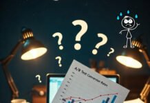 10 CRO Techniques That Can Double Your Conversions Cluttered late-night desk: crashing A/B test graphs, cold pineapple pizza, coffee chaos, and a stressed stick-figure sweating question marks.