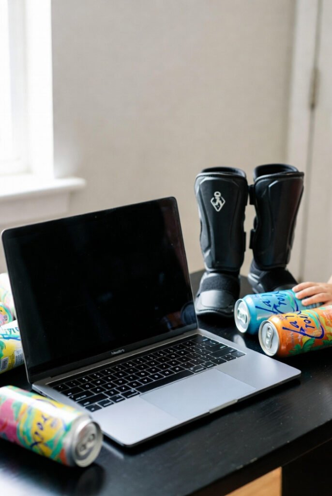 Slightly tilted phone photo of an open laptop showing a failing Meta ad campaign, surrounded by scattered LaCroix cans and kid’s soccer shin guards.Slightly tilted phone photo of an open laptop showing a failing Meta ad campaign, surrounded by scattered LaCroix cans and kid’s soccer shin guards.