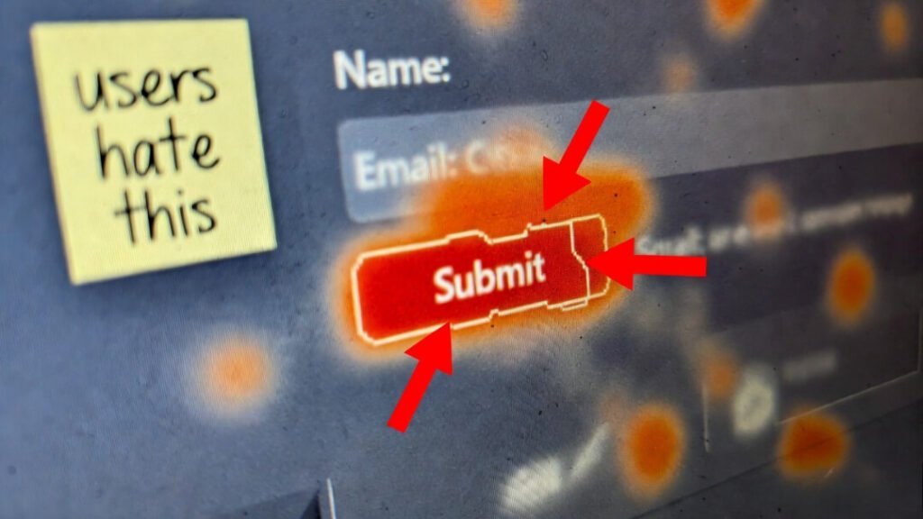 frantic crossed-out wireframes, coffee disaster, tilted angry snap.
